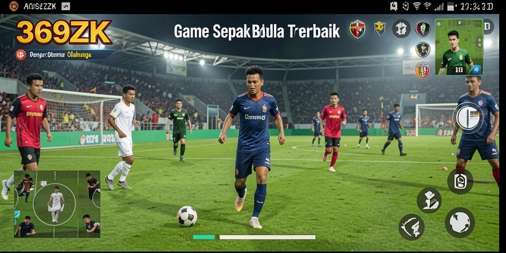 Tangkapan layar utama 369ZK menampilkan aksi permainan sepak bola yang mendebarkan.