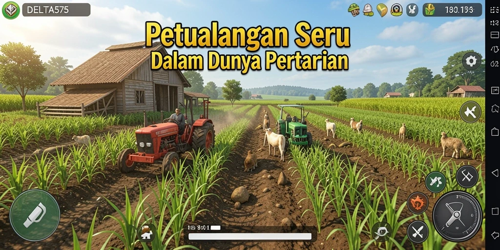 Tampilan screenshot yang menunjukkan aktivitas bertani di DELTA575.