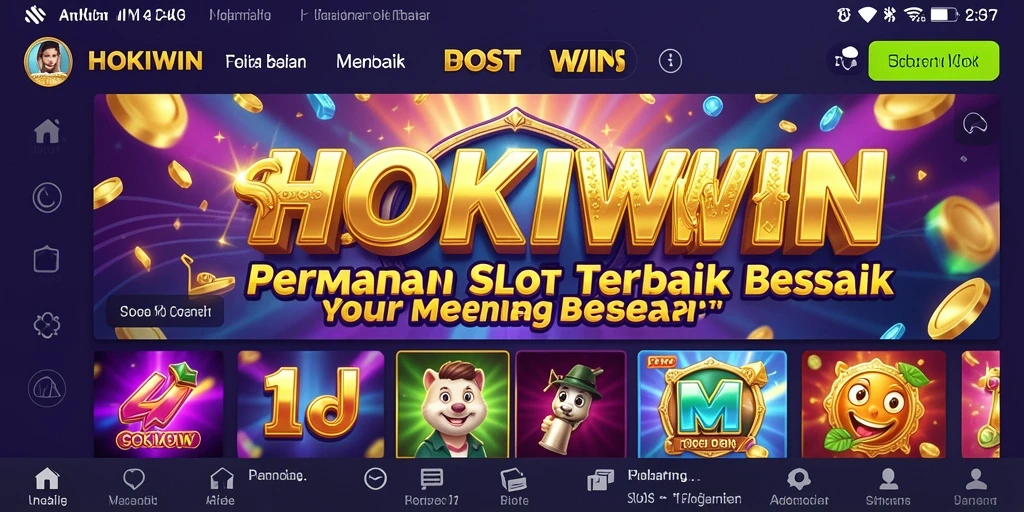 Cuplikan gameplay HOKIWIN dengan tema slot yang seru dan menguntungkan.