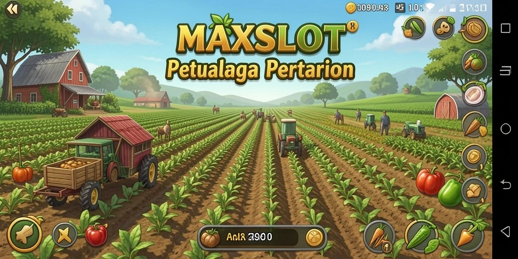 Tampilan menarik saat pemain merawat ladang pertanian di MAXSLOT.