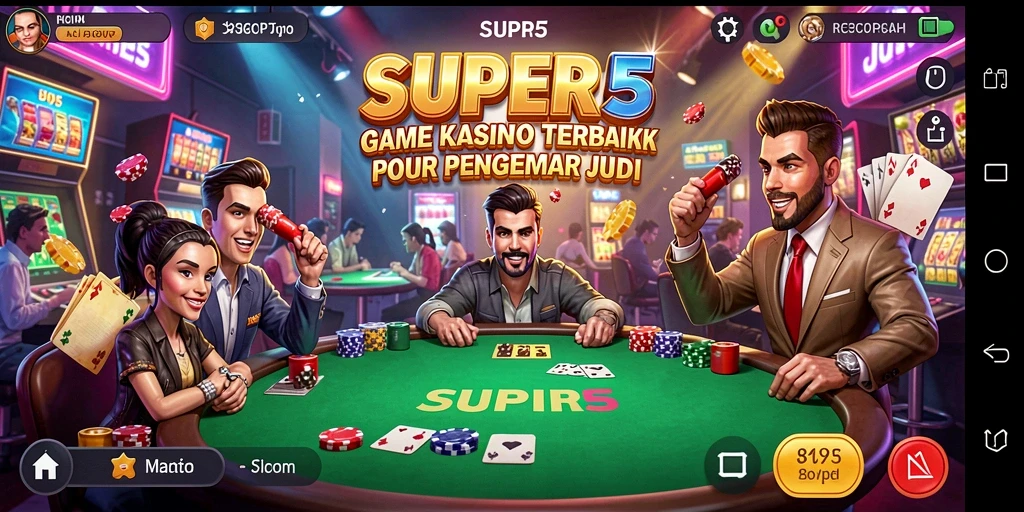 Tampilan utama gameplay SUPER5 yang menegangkan di kasino.