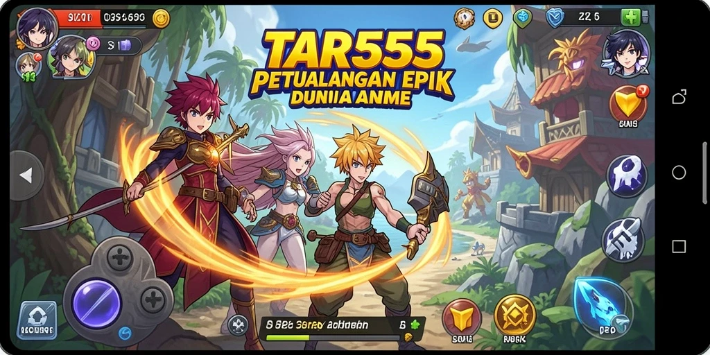 Screenshot TAR555 menampilkan aksi pertarungan seru dalam dunia anime.