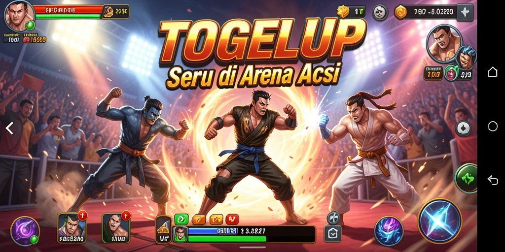 Gameplay TOGELUP dengan pertarungan yang mendebarkan dan karakter unik.