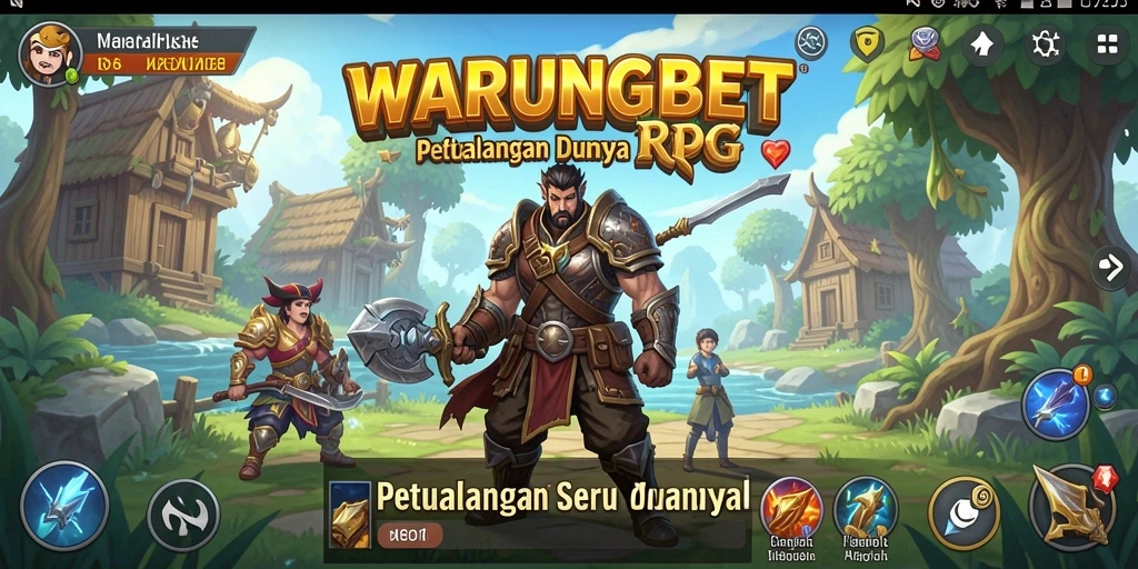Screenshot menunjukkan karakter dalam pertempuran seru di WARUNGBET.