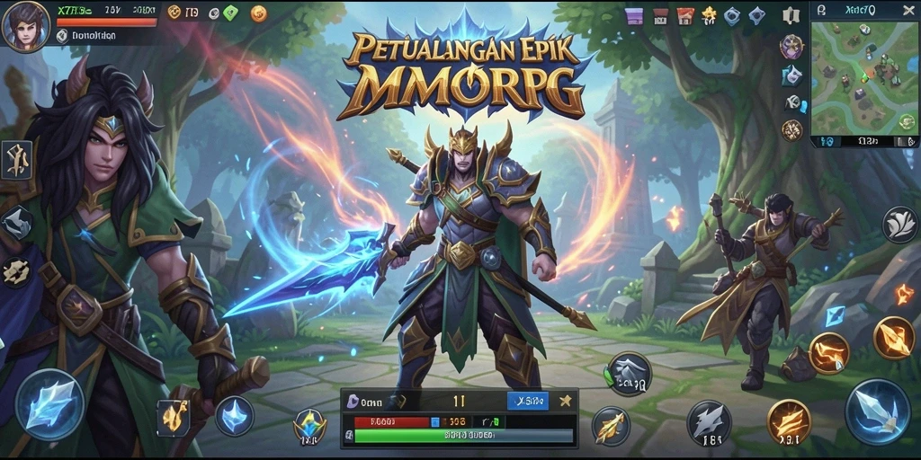 Screenshot gameplay X78 menampilkan pertempuran seru dalam dunia MMORPG.